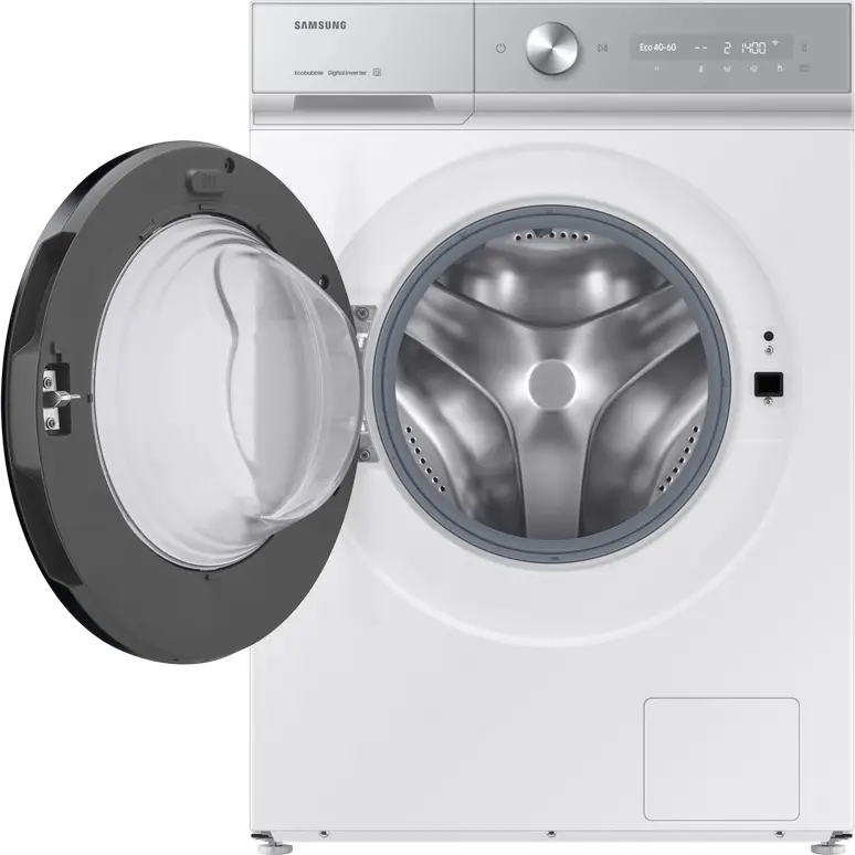 Стиральная машина Samsung WW11FB8B95GHUA с фронтальной загрузкой, 11 кг, Digital Inverter, AI Ecobubble, очистка паром, SmartThings, 1400 об/мин, класс A, белая