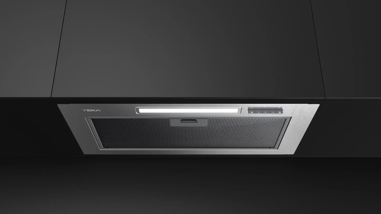Teka GFI 63030 KOS IX Integra Fully Integrated Built-in Hood, 60 cm, Stainless Steel and Black Glass, LED Lighting, EasyFix Installation, 316 m3/h