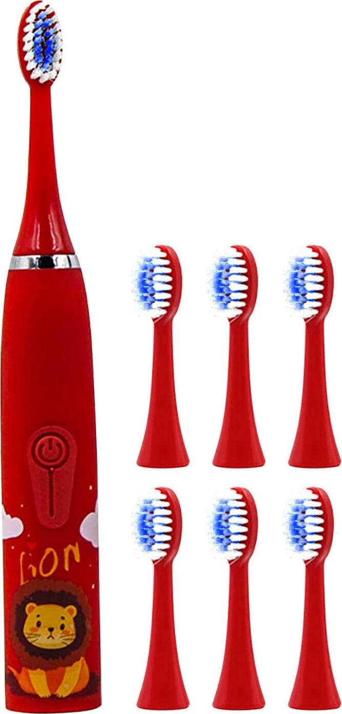 Wi X6 Sonic Electric Toothbrush for Kids 3-15 Years, Color: Red, 4 Cleaning Modes, 2min Timer, IPX6 Waterproof, Rechargeable, 3D Brush Heads, Ergonomic Handle