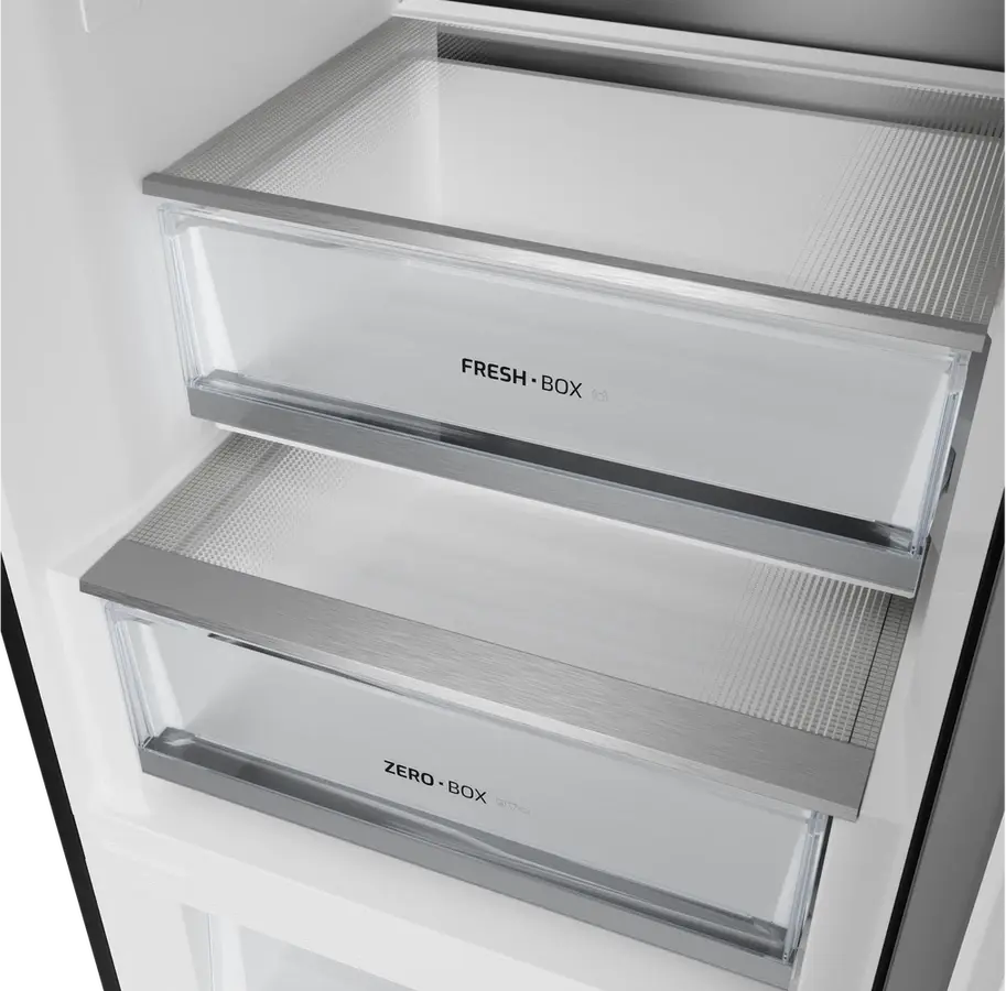 Teka RBF 88670 GBK Free-standing Bottom Freezer Refrigerator, Total No Frost, Inverter Compressor, Black Glass, 378L, Energy Class C, 59.5x201x70 cm