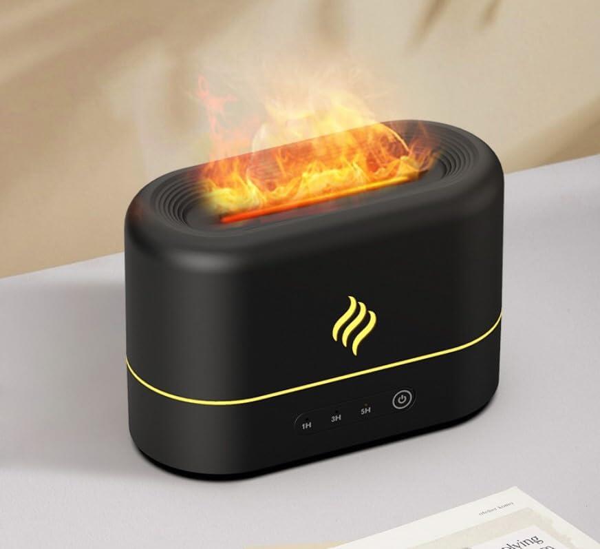 3-in-1 Flame Humidifier Aroma Diffuser, Ultrasonic Cool Mist Maker with RGB Night Lamp, USB-C Powered, Essential Oil Compatible, Auto-Off, 200ml