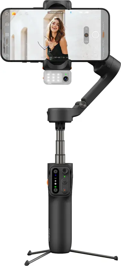 Hohem iSteady V3 3-Axis Smartphone Gimbal Stabilizer, Shadow Black, with Magnetic AI Tracker, Fill Light, Built-in Extension Rod, Tripod and Bluetooth Remote