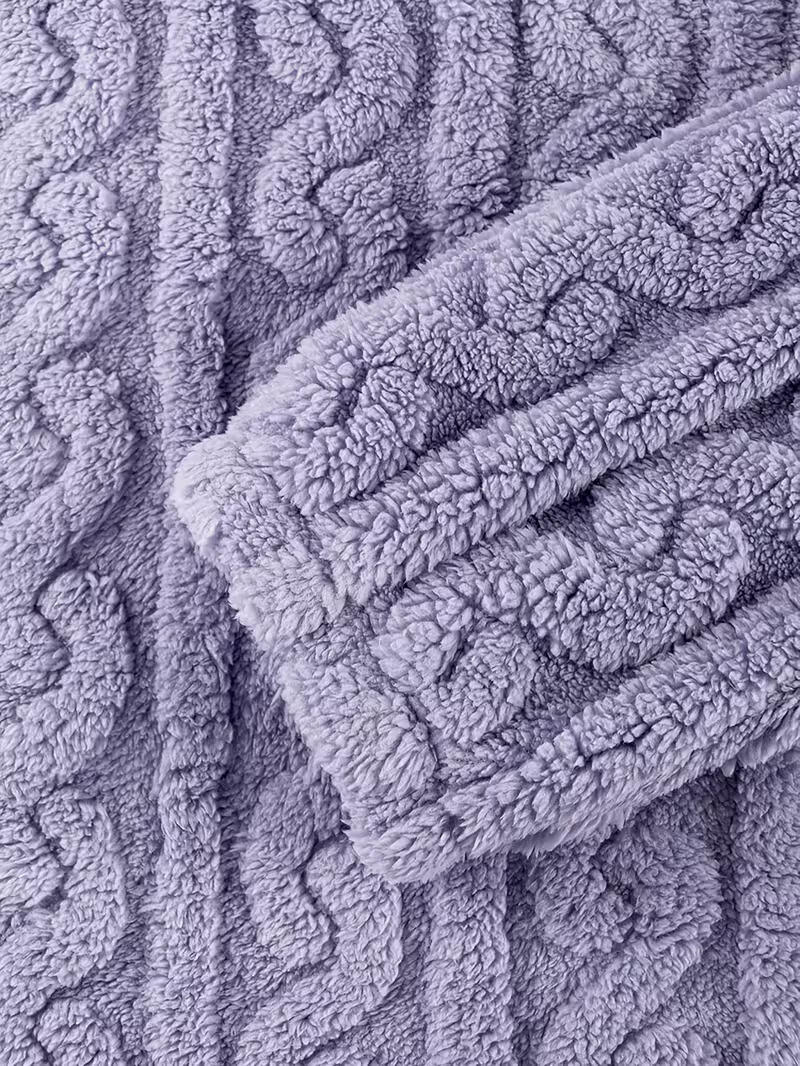 Set de pijamale din fleece pentru femei SANWOOD, violet, calduros, moale, cu mânecă lungă și pantaloni de lungime întreagă, haine de iarnă, haine de noapte