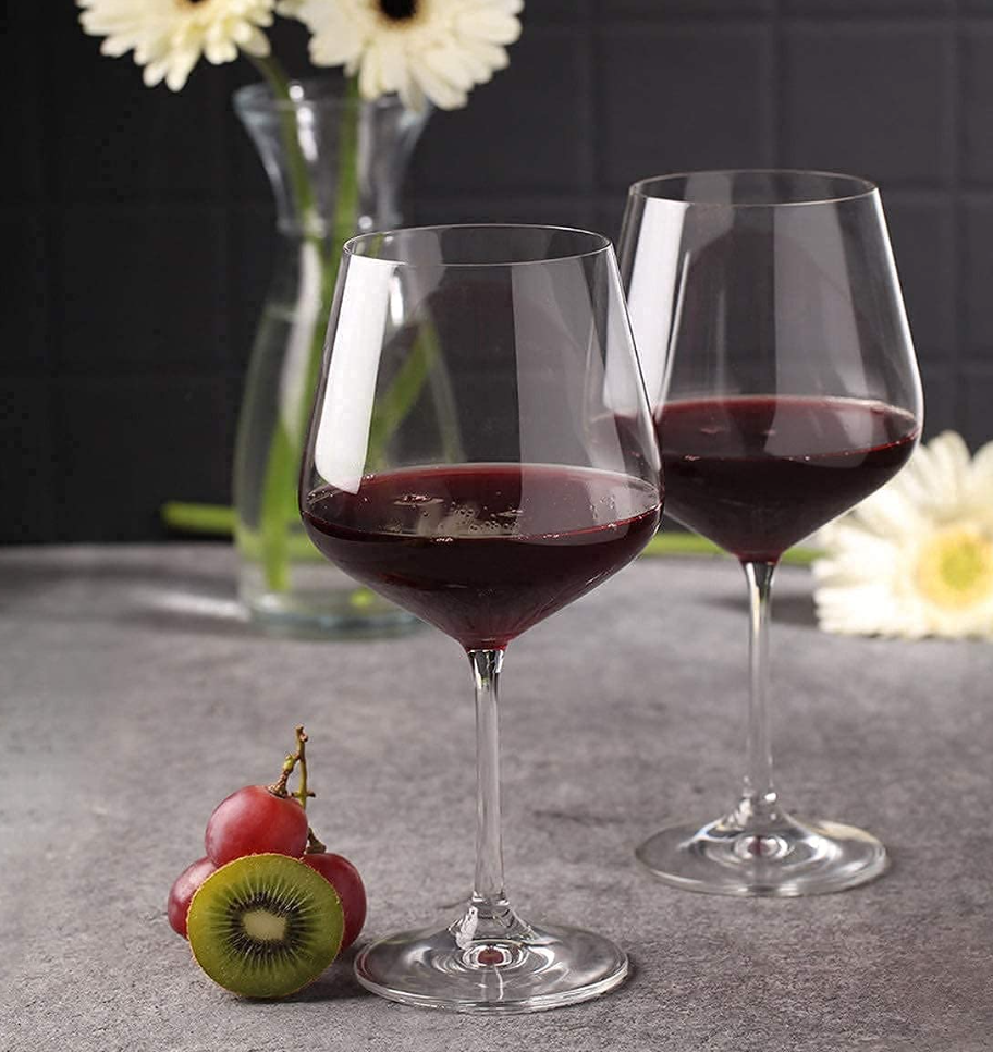 Pahare pentru vin rosu si Burgundy Bohemia Crystal Sandra, cristal fara plumb, 570 ml, transparente, set de 6 piese, 40728/570ML