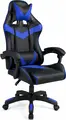 Racing Style Gaming Chair, Eco Leather Gamer Seat with Headrest and Lumbar Support Pillows, 5-Star Base with Casters, Max Weight 150kg, Blue and Black
