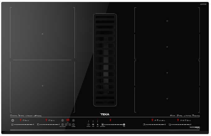 Teka AFF 87601 MST MasterSense Air Induction Hob with Integrated Extractor Hood, 4 Zones with Flex, MultiSlider Touch Control, Ceramic Glass, 80cm