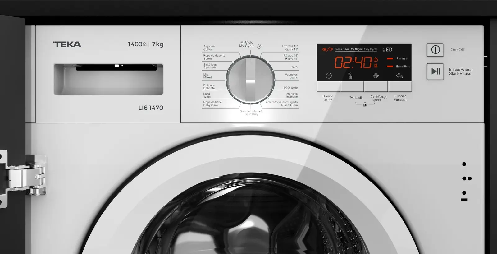 Teka LI6 1471 Built-in Washing Machine, 7kg Capacity, Inverter Motor, 1400 rpm Spin Speed, 16 Programs, Energy Class A, White