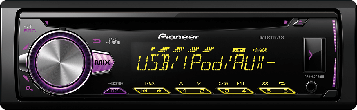 Pioneer DEH-S2050UI Receptor Audio CD pentru Auto cu USB și AUX Frontal, Ecran VA LCD Personalizabil, MIXTRAX, Redare AAC și Tuner Radio AM/FM