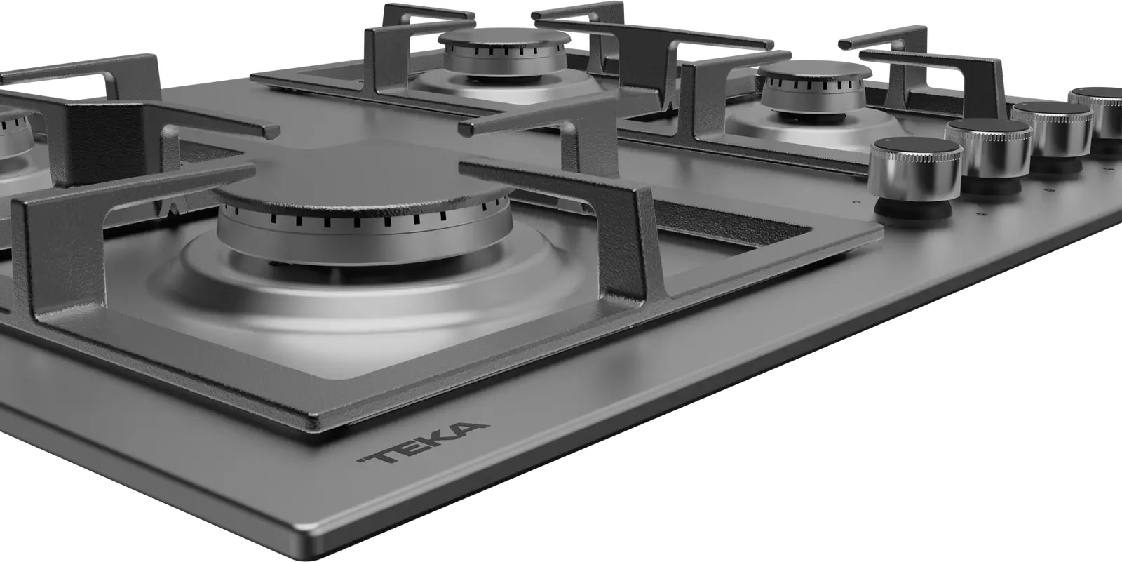 Газовая варочная панель Teka EFX 60.1 4G AI AL CI, 4 конфорки SABAF, чугунные решетки, матовая нержавеющая сталь, автоподжиг и газ-контроль, 60см