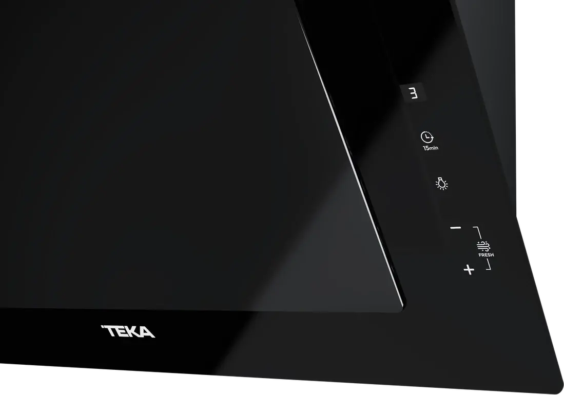 Teka DVT 68660 TBS BK Vertical Decorative Glass Hood, Dual Aspiration System, Touch Control, LED Lighting, 698 m3/h Max Extraction, Night River Black