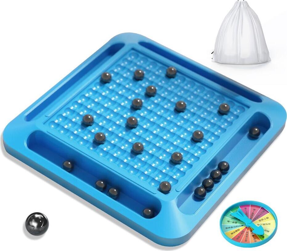 Magnetic Battle Strategy Board Game - 24 Magnetic Stones with Boundary Rope - 1-4 Players, Ages 6+ - Portable Travel Game for Logic & Strategic Thinking - 15x10x5cm