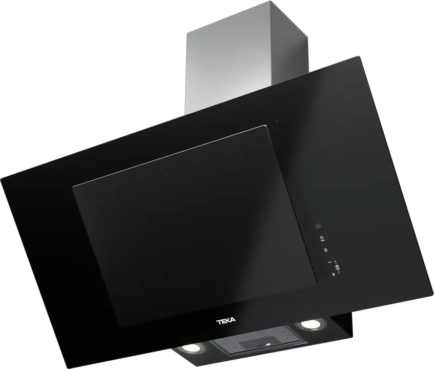 Teka DVT 98660 TBS Vertical Decorative Hood, Night River Black Glass, 900mm, Dual Aspiration, Touch Control, LED Lighting, FreshAir Function
