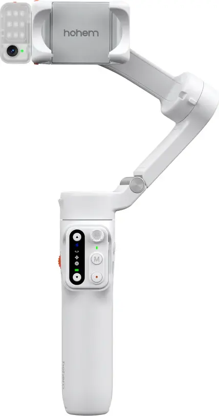 Hohem iSteady V3 3-Axis Smartphone Gimbal Stabilizer with Magnetic AI Tracker, Fill Light, Built-in Extension Rod, Tripod and Bluetooth Remote - Arctic White