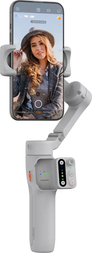 Hohem iSteady X3 SE 3-Axis Smartphone Gimbal Stabilizer, Gray, Foldable Handheld Vlog Tripod with Detachable Remote, AI Tracking, 300g Payload