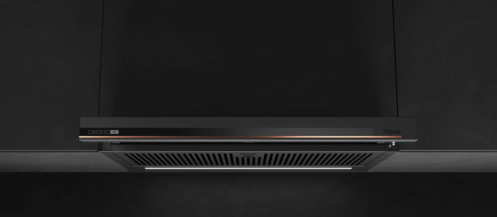 Teka CNL 6415 Plus G1 Infinity Built-in Telescopic Hood, 600mm, Matte Black & Copper, EcoPower Motor, A Energy Class, LED Lighting, Glass Front