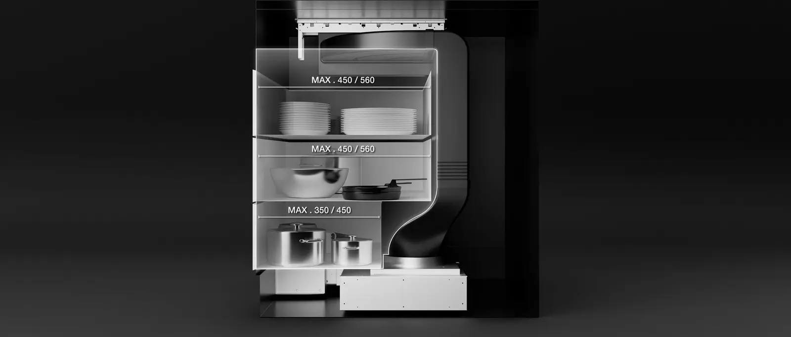 Teka FIH 16760 TOS BK VarioPro Modular Downdraft Hood, Crystal Black, Brushless EcoPower Motor, 630 m3/h Extraction, Touch Control, FreshAir Function