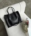 Сумка-шоппер Luck Clara, экокожа, черная, 35x27x10 см, для документов A4 и ноутбука до 14 дюймов, 3 отделения с молнией, съемный ремень