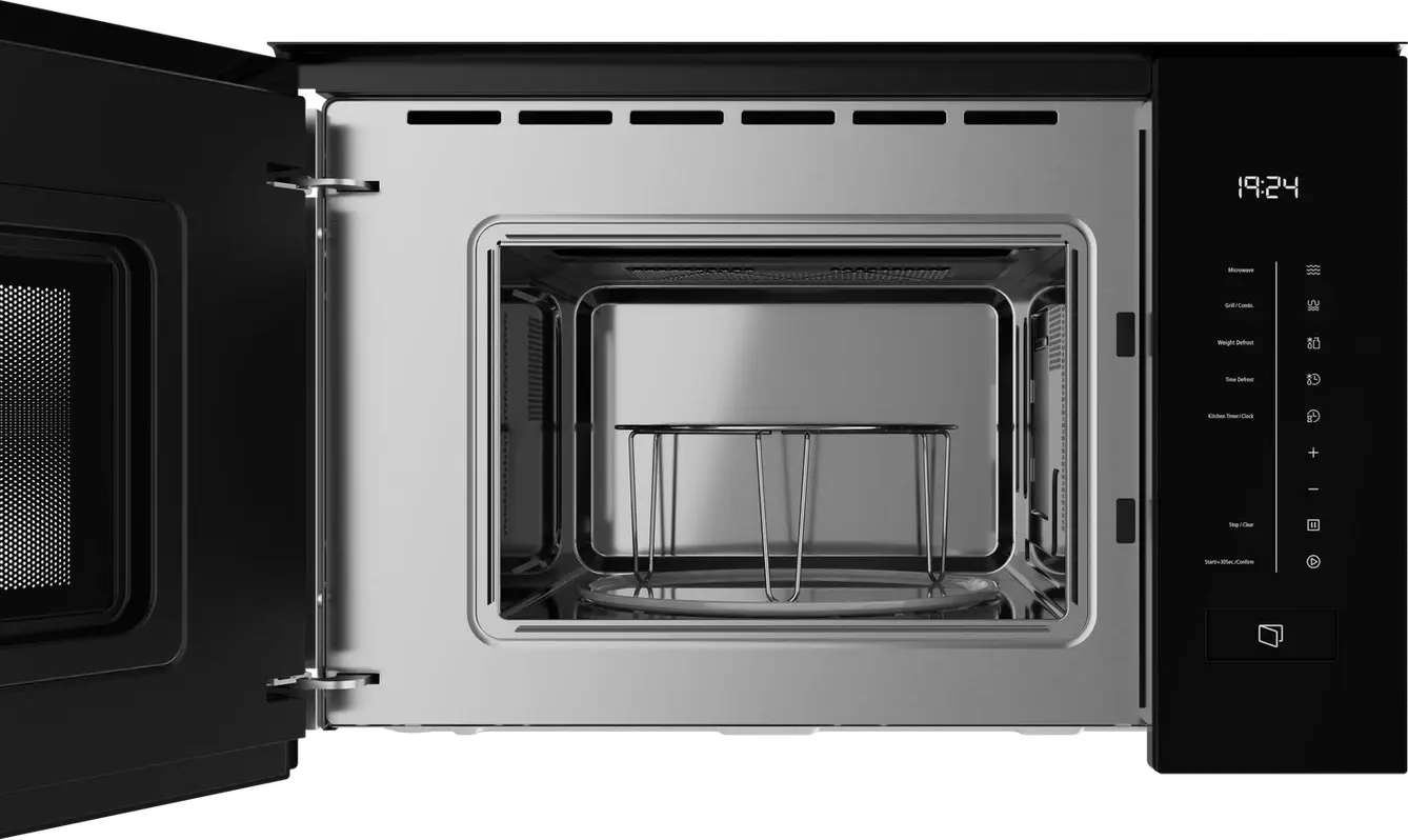 Teka MLEG 820 FI BK Built-in Microwave with Grill, Black Glass, 20L Capacity, 800W Microwave/1000W Grill, Touch Control, 8 Auto Programs, Stainless Steel