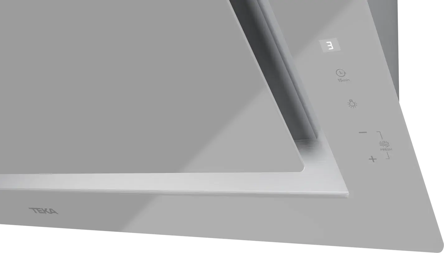 Teka DLV 98660 SM TOS Vertical Decorative Kitchen Hood, Urban Colors Edition Steam Grey, 900mm, Touch Control, LED Lighting, EcoPower Motor