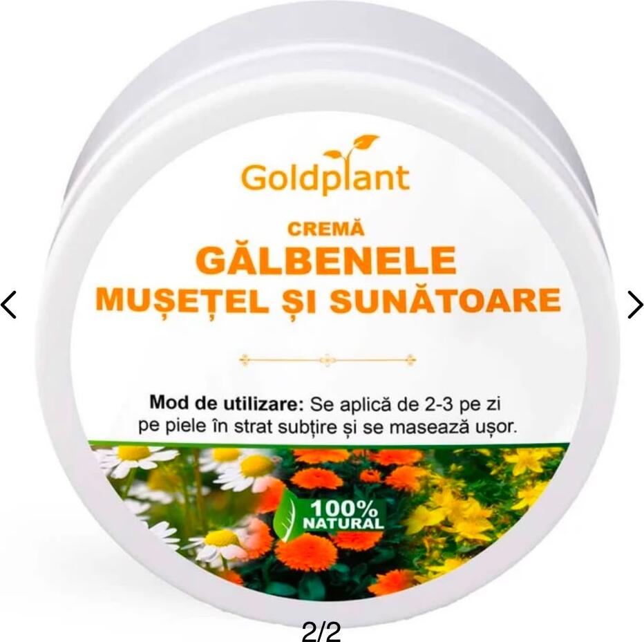 Goldplant Natural Healing Cream with Calendula, Chamomile and St. John's Wort, Anti-inflammatory and Hydrating for Sensitive Skin, 100ml