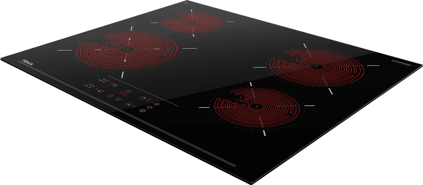 Teka TBC 64320 TTC BK Electric Vitroceramic Hob, 60 cm Black Glass, 4 Cooking Zones with Dual Circuit, Touch Control, Power Plus, Safety Lock