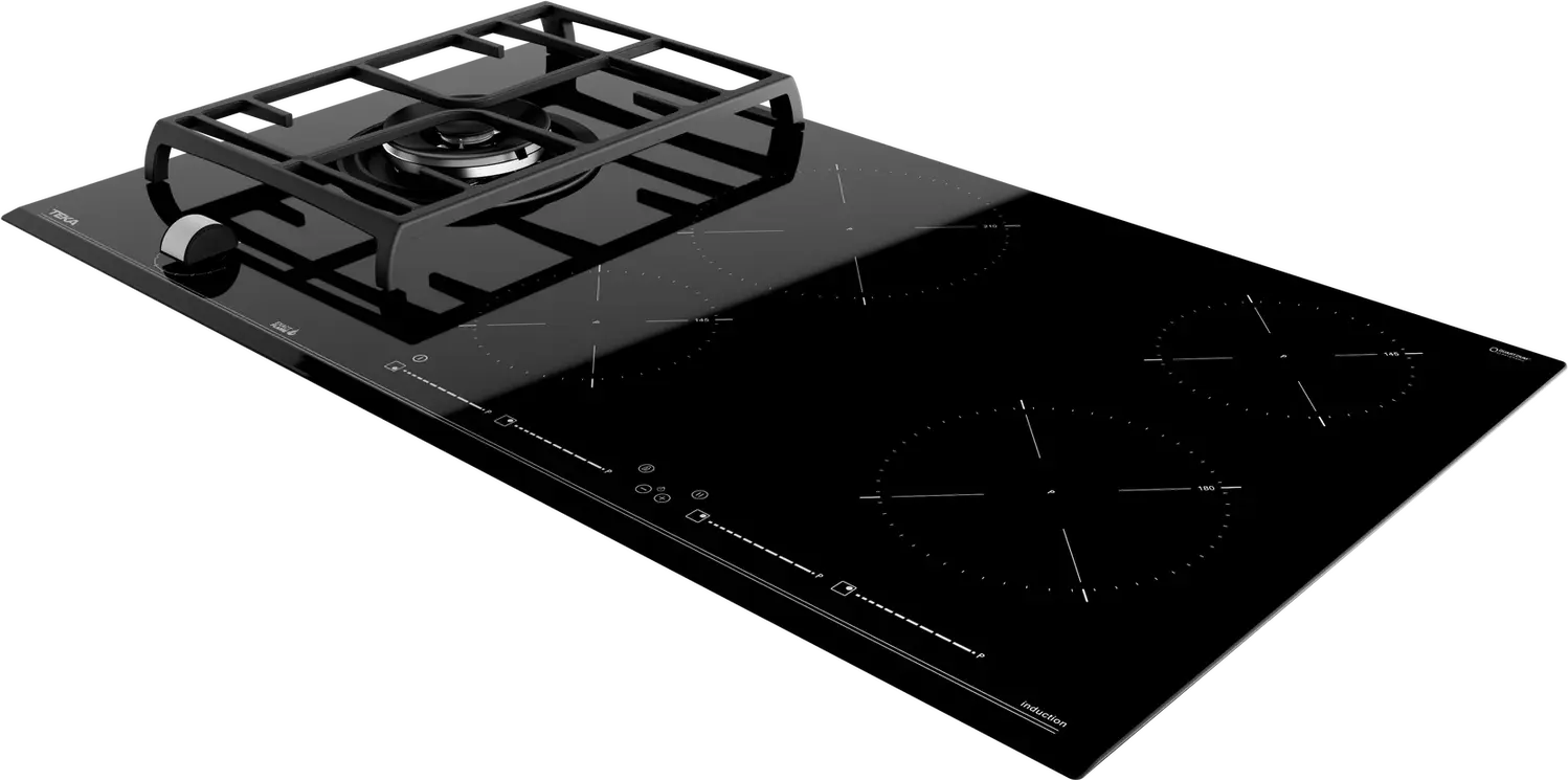 Teka JZC 95314 ABN Mixed Induction and Gas Hob, 5 Zones (4 Induction + 1 Double Ring Gas), MultiSlider Touch Control, ExactFlame, Ceramic Glass, 90cm
