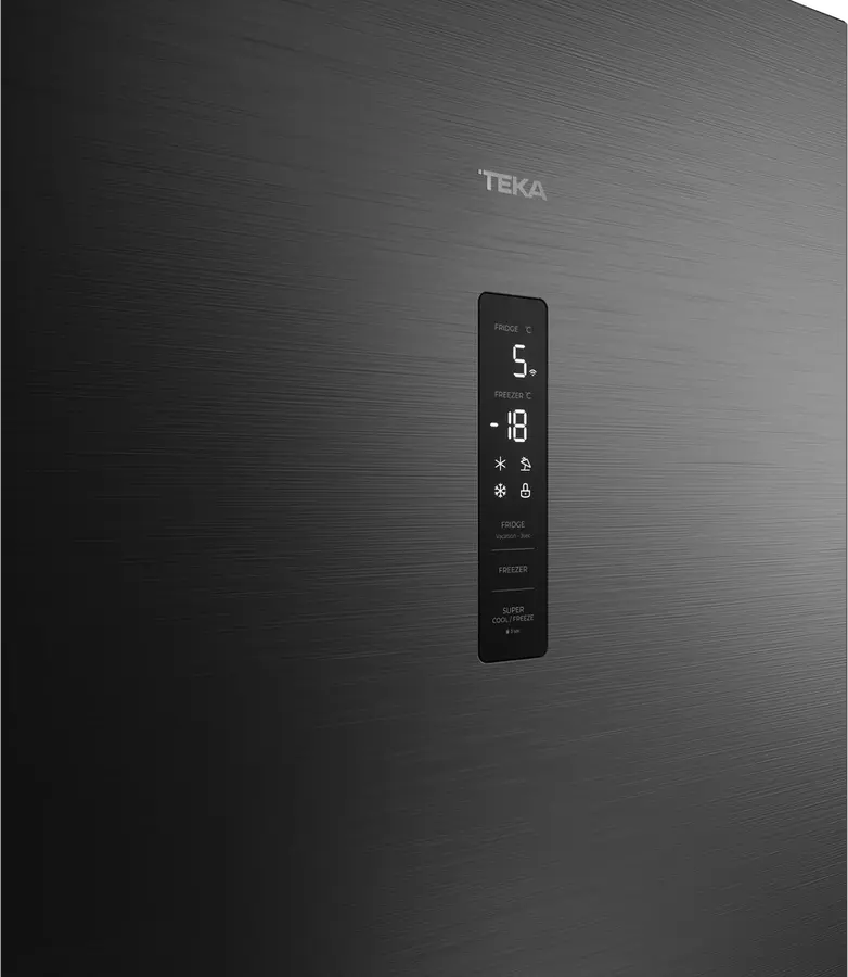 Frigider Combinat Teka RBF 88680 DSS, Total No Frost, Dark Inox, Motor Inverter, Metal Cooling, Iluminare LED, Capacitate 378L, 59.5x70x201 cm