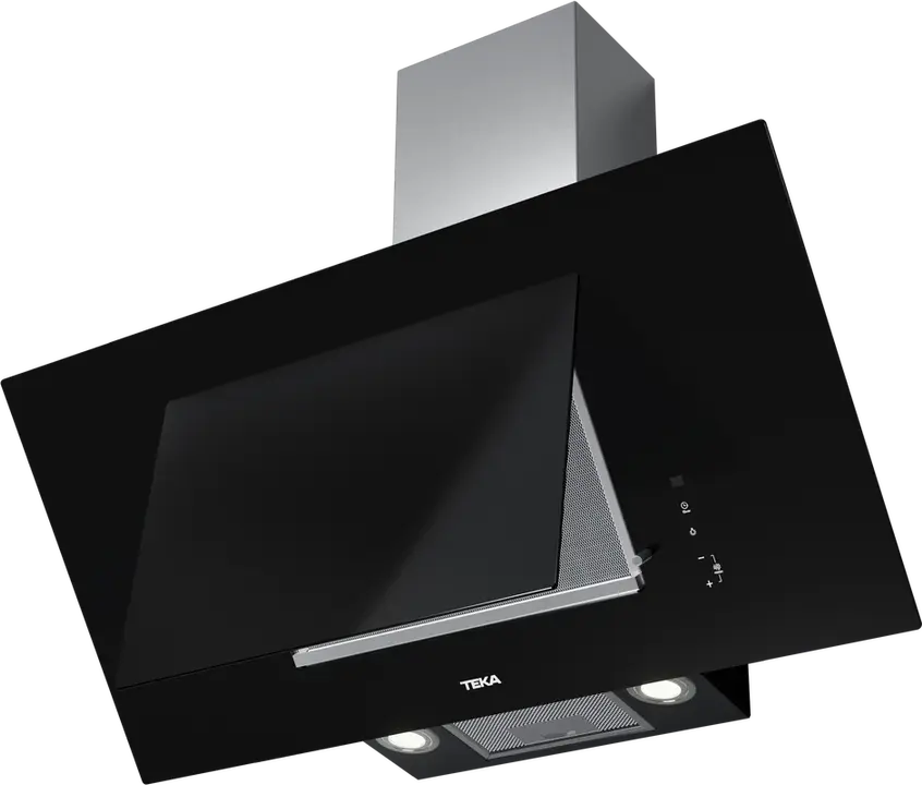 Teka DVT 98660 TBS Vertical Decorative Hood, Night River Black Glass, 900mm, Dual Aspiration, Touch Control, LED Lighting, FreshAir Function