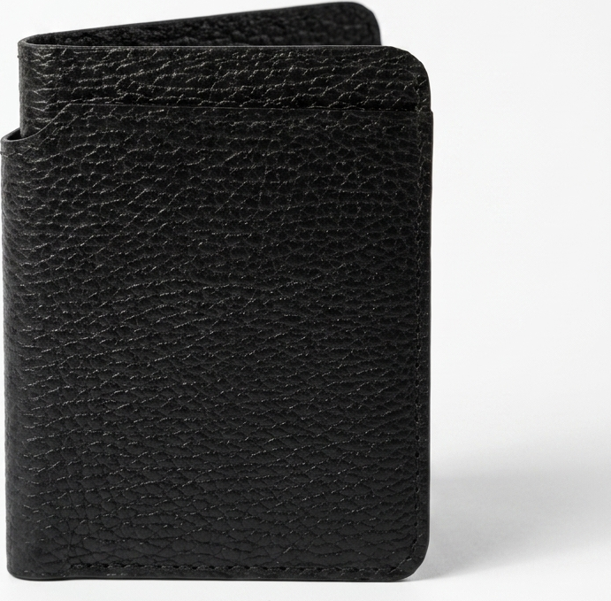 NICOV Letto Wallet in 100% Natural Leather, 11x9.5 cm, 4 Card Compartments, 2 Document Slots, 1 Money Compartment - Black with Embossing
