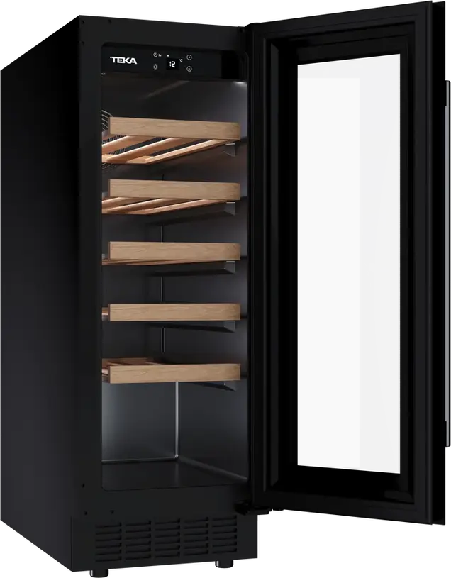 Răcitor de vin Teka RVU 10020 Sommelier, 20 sticle, Două Zone de Temperatură, Răcire SurroundAir, Geam Tintat UV, Iluminare LED, 295x820x573 mm