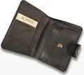 NICOV Book Type Wallet, Black with relief, Handmade 100% Natural Leather, 13 x 10 cm, with Coin Pocket, Card and Document Slots, Snap Button Closure