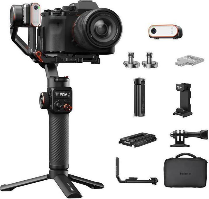 Hohem iSteady MT2 4-in-1 3-Axis Gimbal Stabilizer with AI Vision Sensor, Fill Light, 1.2kg Payload, Arca-Swiss Quick Release for Mirrorless, Action Cam, Phone