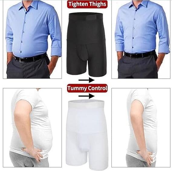 Cross-Border Men's High-Waist Shaping Shorts, Size 4XL - Double-Layer Compression, Lumbar Support, Breathable Fabric, Abdominal Control, 70-115 cm Waist