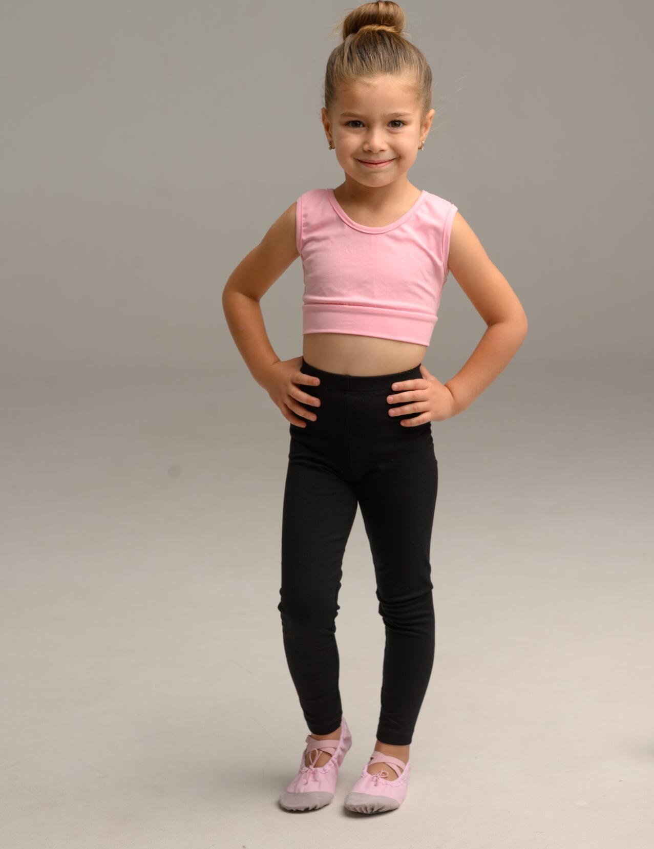 Colant de dans din bumbac pentru copii Globalsportdans, croială slim fit cu talie înaltă, 94% bumbac 6% elastan, negru, mărime 146-158 cm