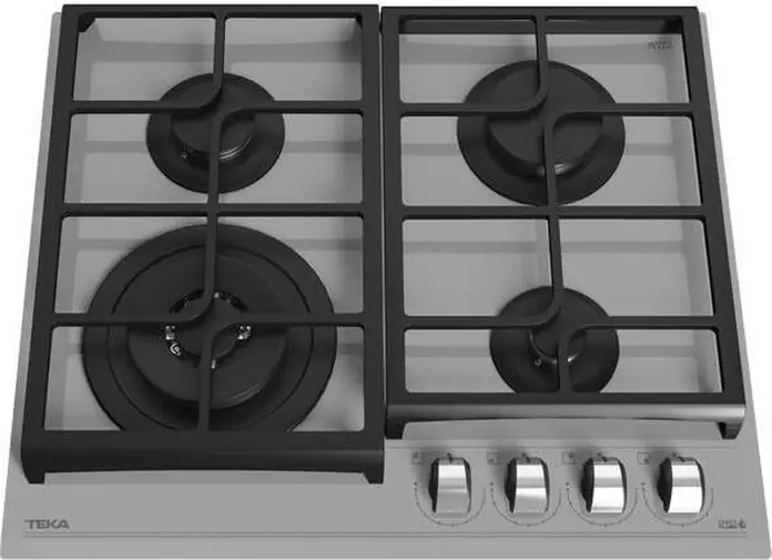 Teka GZC 64320 SM Gas on Glass Hob, Urban Colors Edition Steam Grey, 60cm Tempered Glass, 4 Burners with ExactFlame System and Cast Iron Grids