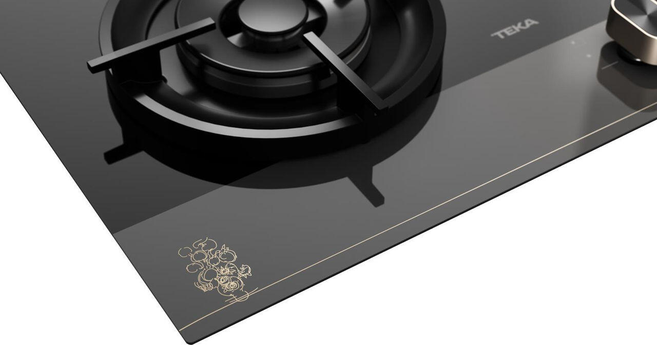 Teka GBC 64-VGogh Gas Hob, Special Edition Van Gogh Museum, 60 cm Secured Crystal Glass, 4 SABAF High-Efficiency Burners, Cast Iron Grates, Dark Grey