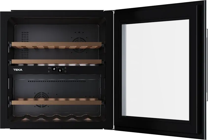 Teka RVI 20041 Built-in Wine Cooler, 41 Bottles, Dual Zone Temperature Control, SurroundAir Fan Cooling, LED Light, UV Glass Door, 60cm Niche