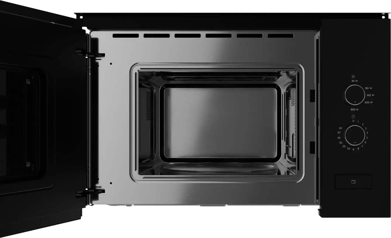 Teka ML 820 FI BK Built-in Microwave Oven with Quartz Grill, 1250W Power, 20L Capacity, Stainless Steel Cavity, Black Crystal Finish