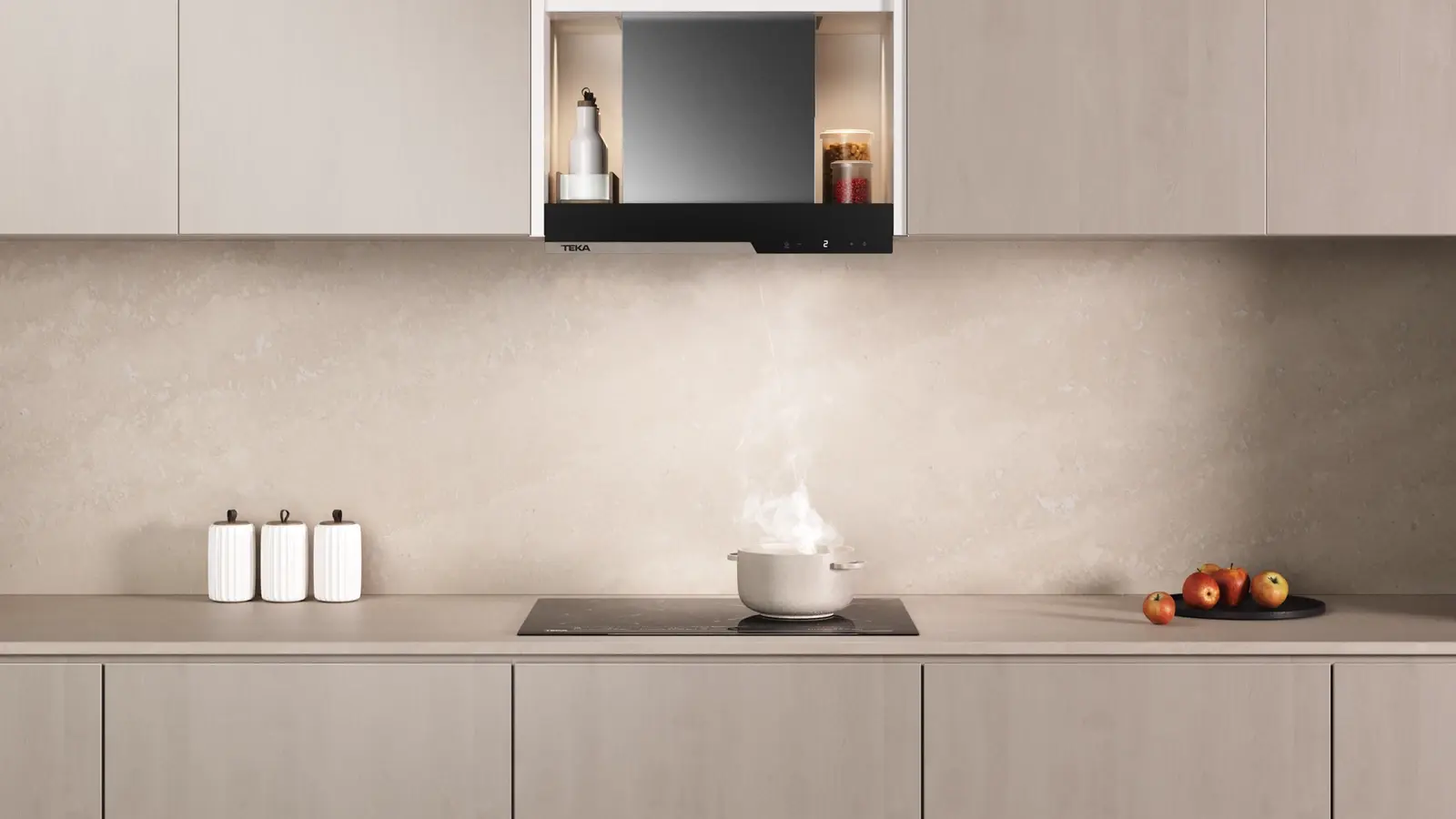 Teka Integra GFI 67350 EOS IX Fully Integrated Kitchen Hood, 60cm, Stainless Steel and Black Glass, Touch Control, ECO Power Motor, LED Lighting, A+