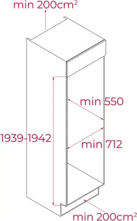 Teka RBF 78780 FI Built-in Combi Refrigerator, LongLife No Frost, Energy Class E, 222L Net Capacity, ZeroBox, LED Lighting, White, 1937x690x550 mm