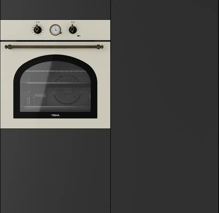 Teka HRB 6300 VN Country Style Multifunction Built-in Oven, SurroundTemp, 70L Capacity, 9 Functions, HydroClean PRO, Vanilla Rustic Finish, Class A