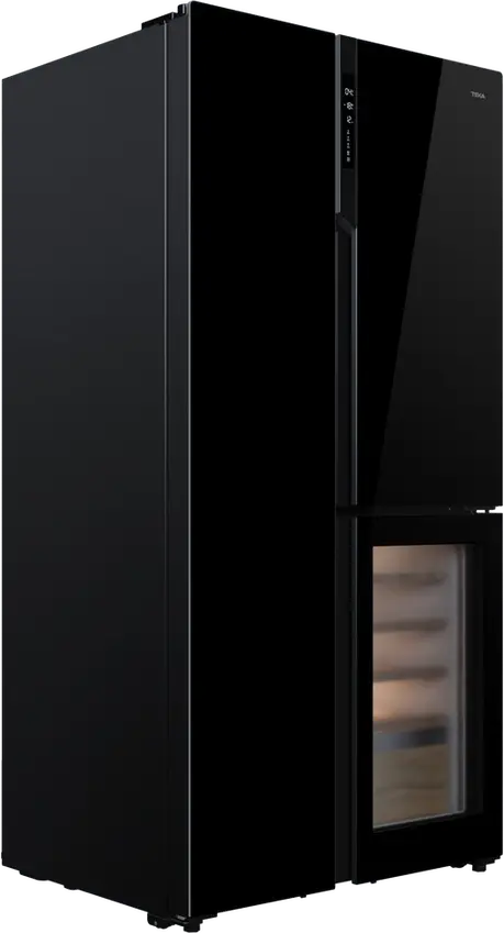Teka RLF 85950 GBK Side by Side Refrigerator with Integrated Wine Cooler, Full No Frost, Inverter Motor, MetalCooling, Crystal Black, 548L, 183x91x71cm