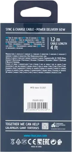 Cablu Rivacase PS6105 USB-C la USB-C Date și Încărcare, 60W Power Delivery, 3A, 480 Mbps, Nylon împletit Design Plat, Conectori Aliaj Zinc, 1.2m, Roșu