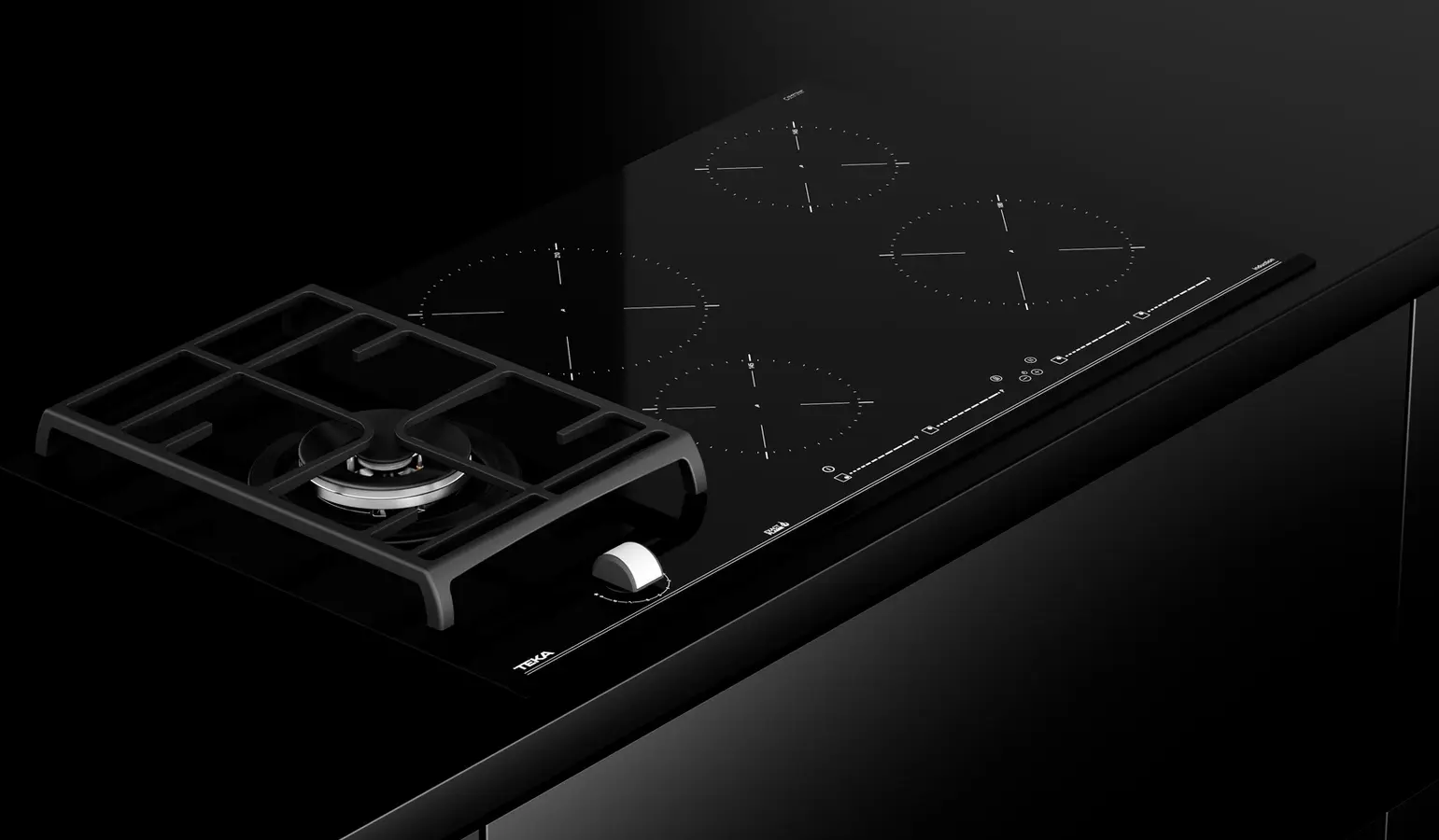 Teka JZC 95314 ABN Mixed Induction and Gas Hob, 5 Zones (4 Induction + 1 Double Ring Gas), MultiSlider Touch Control, ExactFlame, Ceramic Glass, 90cm
