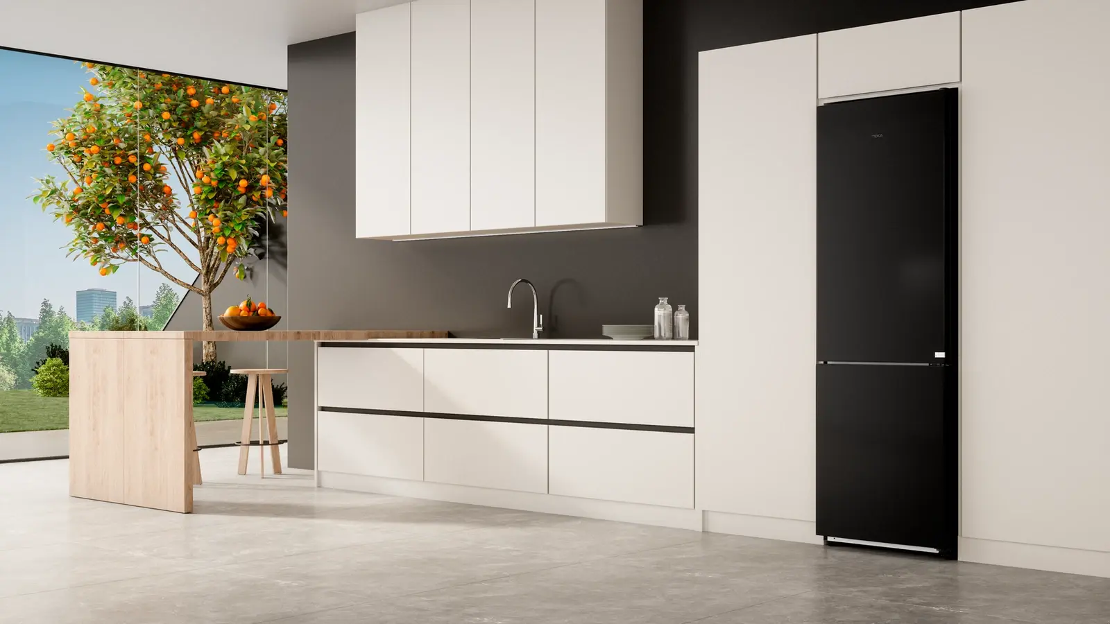 Teka RBF 88670 GBK Free-standing Bottom Freezer Refrigerator, Total No Frost, Inverter Compressor, Black Glass, 378L, Energy Class C, 59.5x201x70 cm