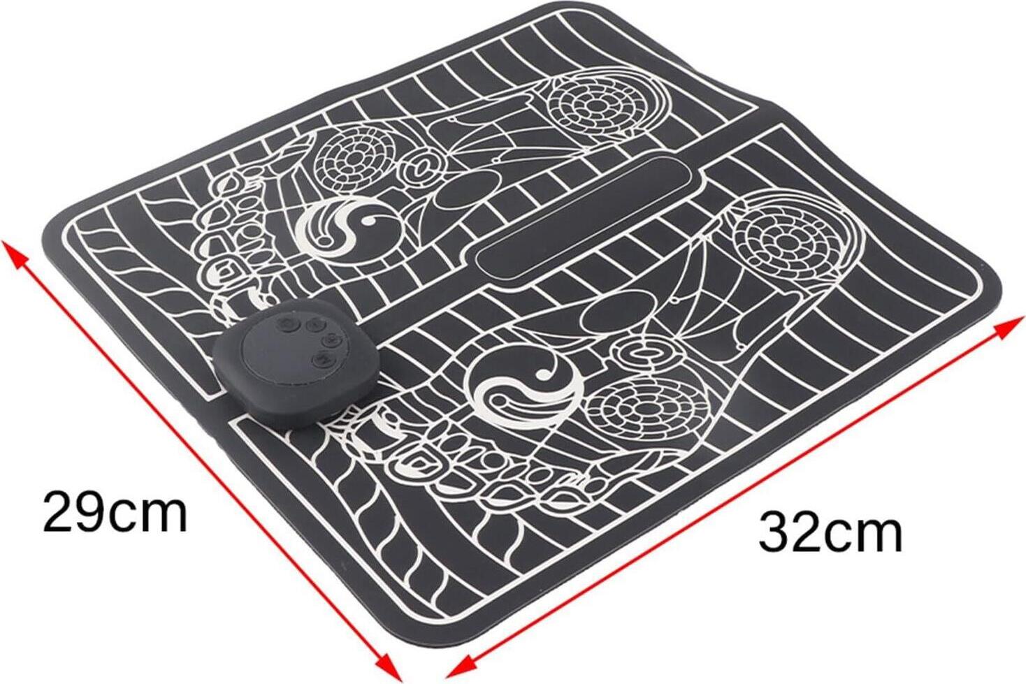 EMS Foot Massager Mat - 8 Modes, 19 Levels, USB Rechargeable Electric Muscle Stimulation Mat with Remote, PU & EVA Material, 32x29 cm, Foldable