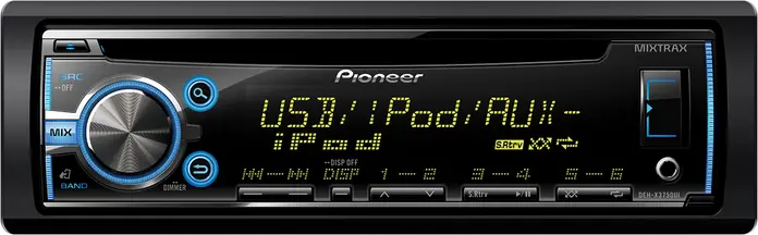 Pioneer DEH-X3750UI Single-DIN Car Audio Receiver, 50W x 4 MOSFET, CD/MP3/WMA/FLAC/WAV, Front USB & AUX, 5-Band EQ, Multi-Color Lighting, MIXTRAX, FM/AM Tuner