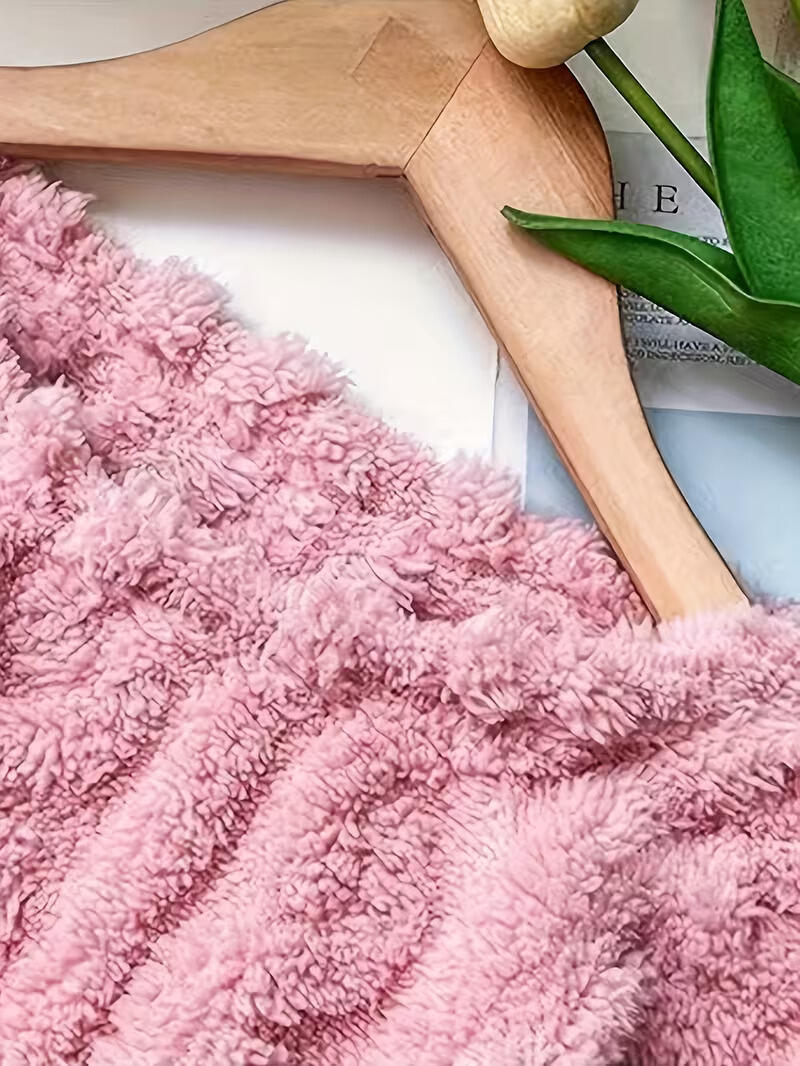 Set de pijamale din fleece pentru femei SANWOOD, roz, calduros, moale, cu mânecă lungă și pantaloni lungi, îmbrăcăminte de iarnă pentru dormit