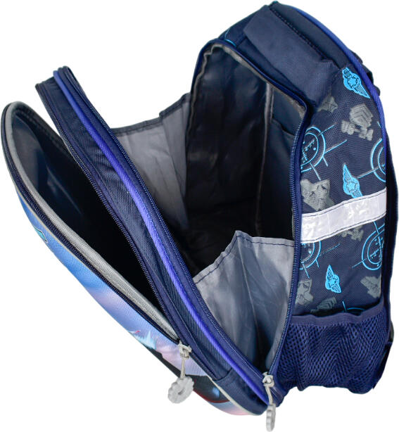 School Backpack 615R, 19L, Water-Resistant Polyester, Laptop Compartment, Ergonomic Air Mesh Back, Reflective Elements, Black