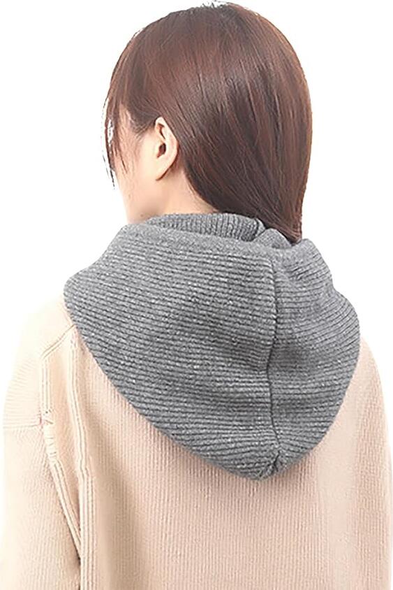 SOMALER Women's Knitted Hood - Color: Grey, Cotton/Polyester Blend, Wind & Rain Protection, One Size 55x31x28cm, Minimalist Head & Neck Cover for Spring-Autumn